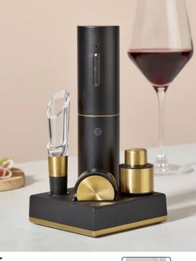 RBTElectric Wine Opener Set in Black and Gold - Stylish Home Dining Accessory